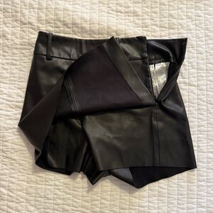 Zara Black Faux Leather Skort